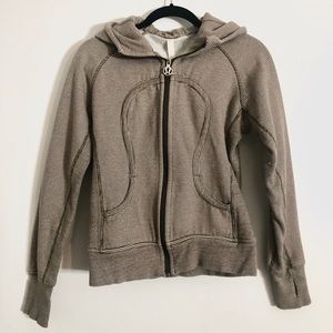 LULULEMON Striped Grey and White Scuba Hoodie